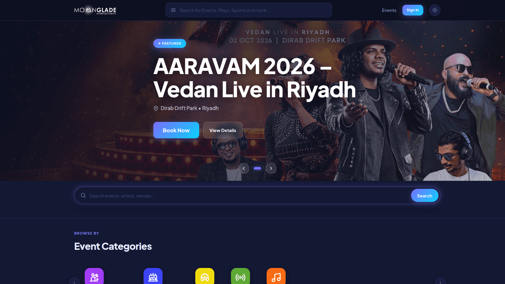 Moonglade: ticket booking and event hosting platform